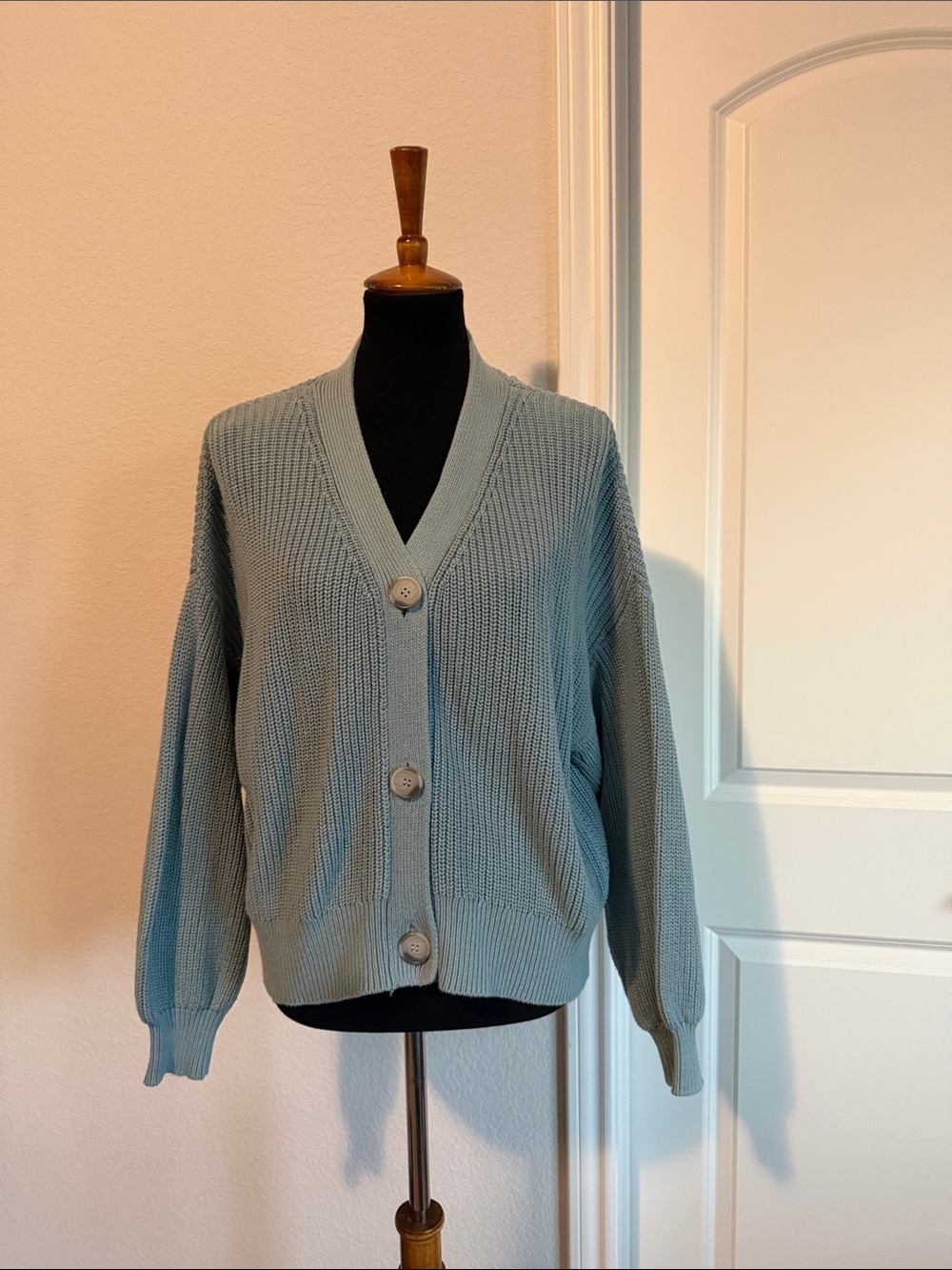 LOFT Dusty Blue V-Neck Button Front Women's Cardigan